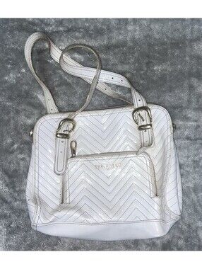TED BAKER Bag Tan  Patent Purse Satchel Tote Handbag Plastic Look Quilted